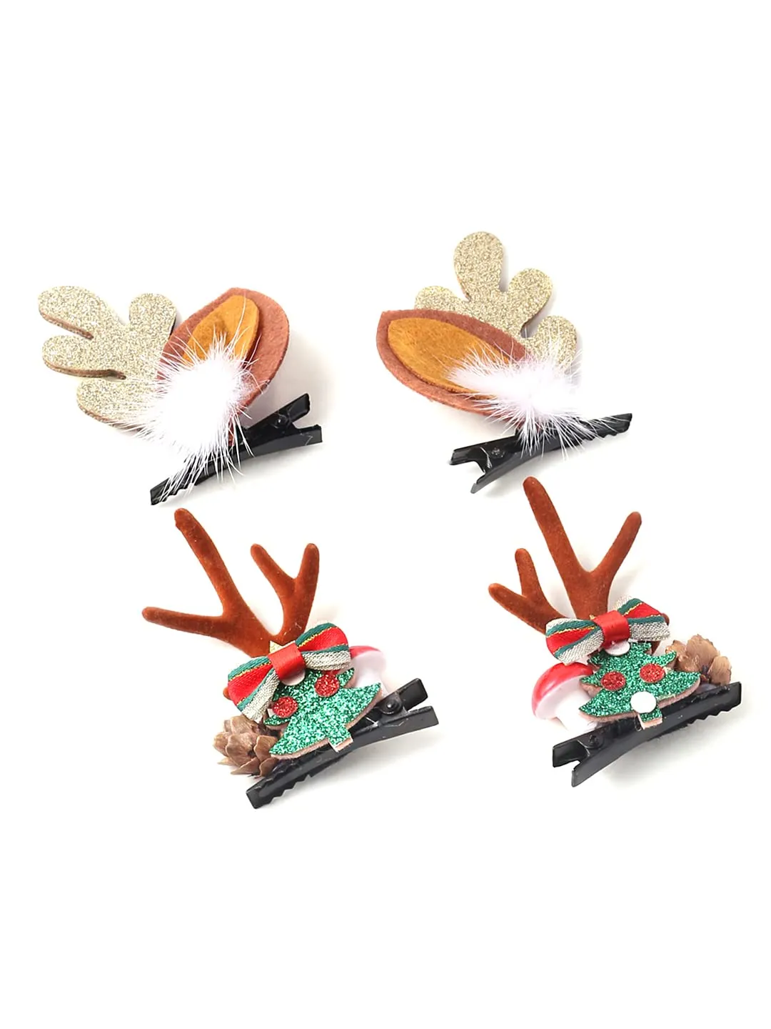 Melbees by Yellow Chimes Hair Clips for Women Girls Hair Accessories Winter Christmas Collection Hair Clip 4 Pcs Hair Clips Hairclips Cute Christmas Characters Alligator Clips for Hair Pins for Women