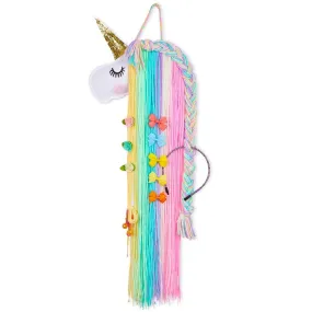 Melbees by Yellow Chimes Hair Clips Holder for Women Unicorn Hair Clips Holder Rainbow Yarn Tassels Hair Bows Storage Hair Accessories Organizer Theme Decorations for Kids Girls Hair Accessories.