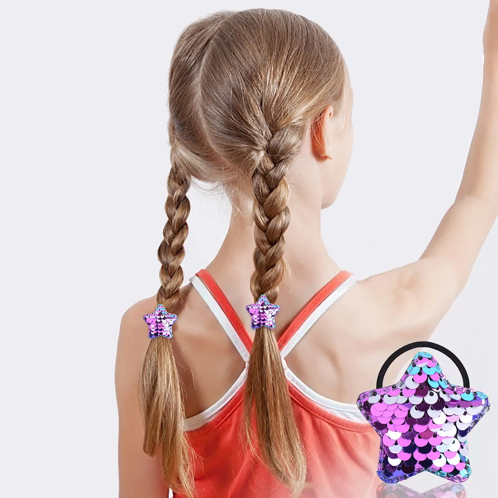 Melbees by Yellow Chimes Rubber Bands for Girls 3 Pairs Rubberbands for Kids Sequins Studded Ponytail Holders Hair Accessories for Kids and Girls.