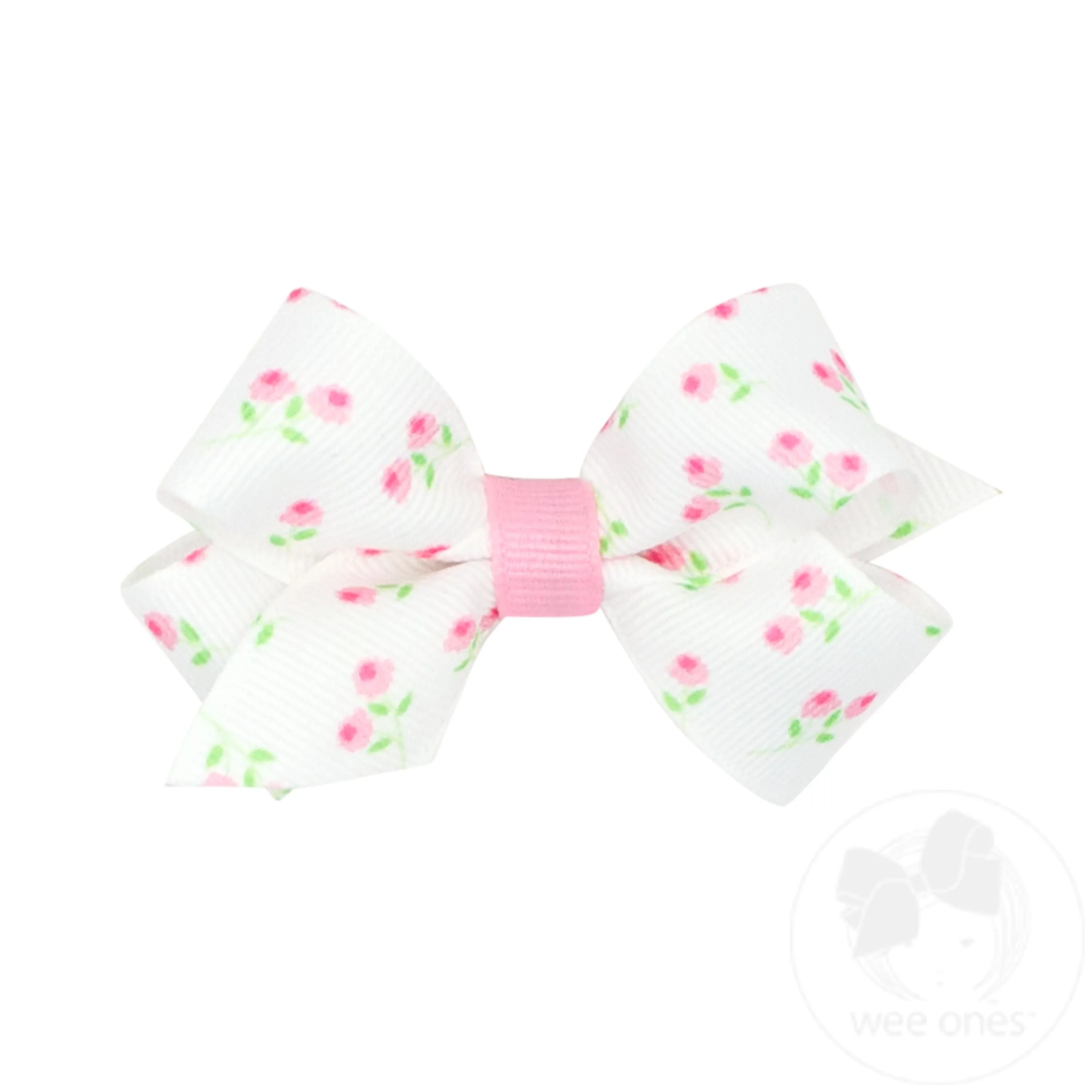 Mini Rose-patterned Printed Grosgrain Hair Bow