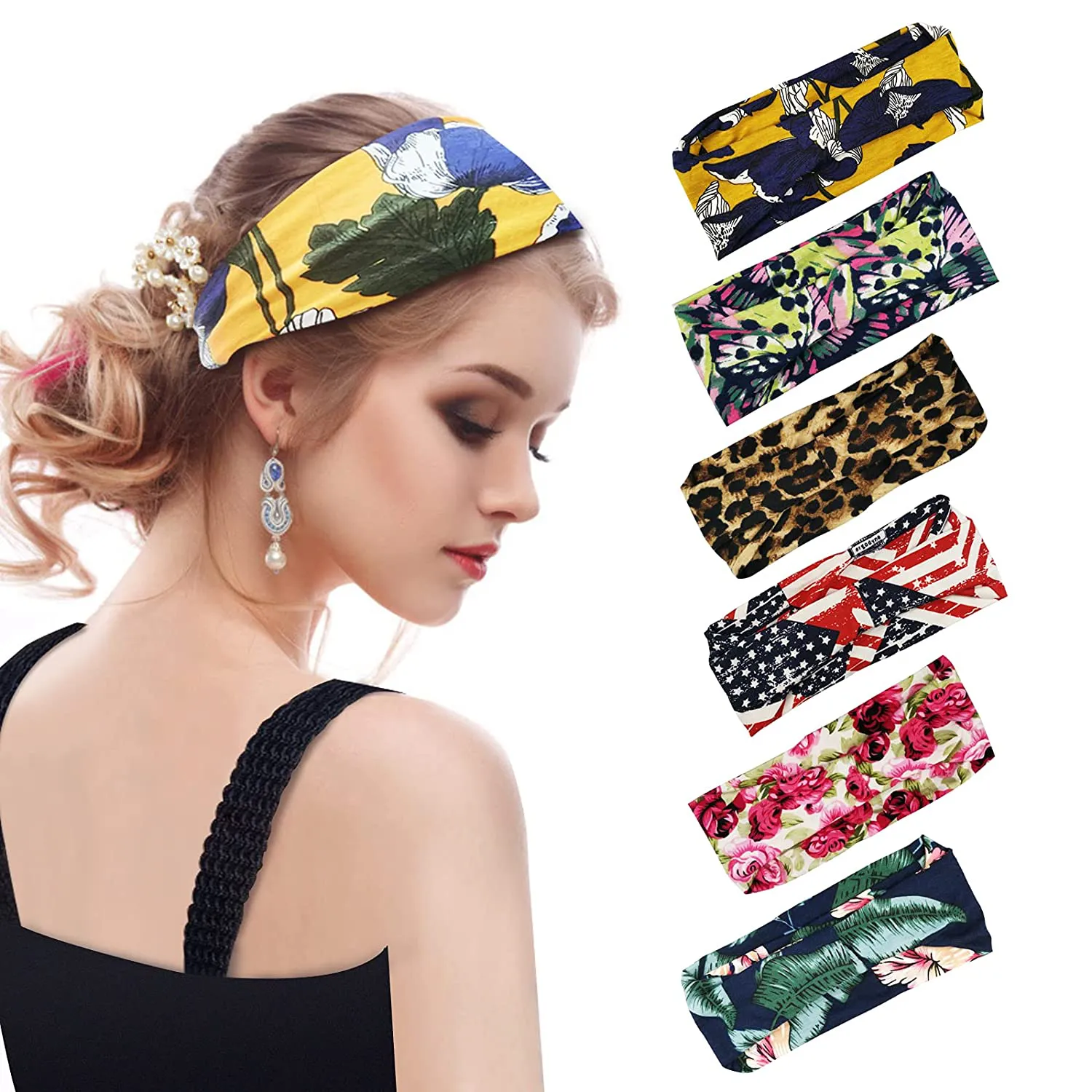 Multi-Pack Boho Headbands for Women Yoga, Morning Makeup, Party Hair Accessories, Sweat Wicking Non Slip Hair Bands