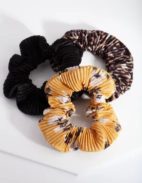 Neutral Floral Animal Print Scrunchie Pack