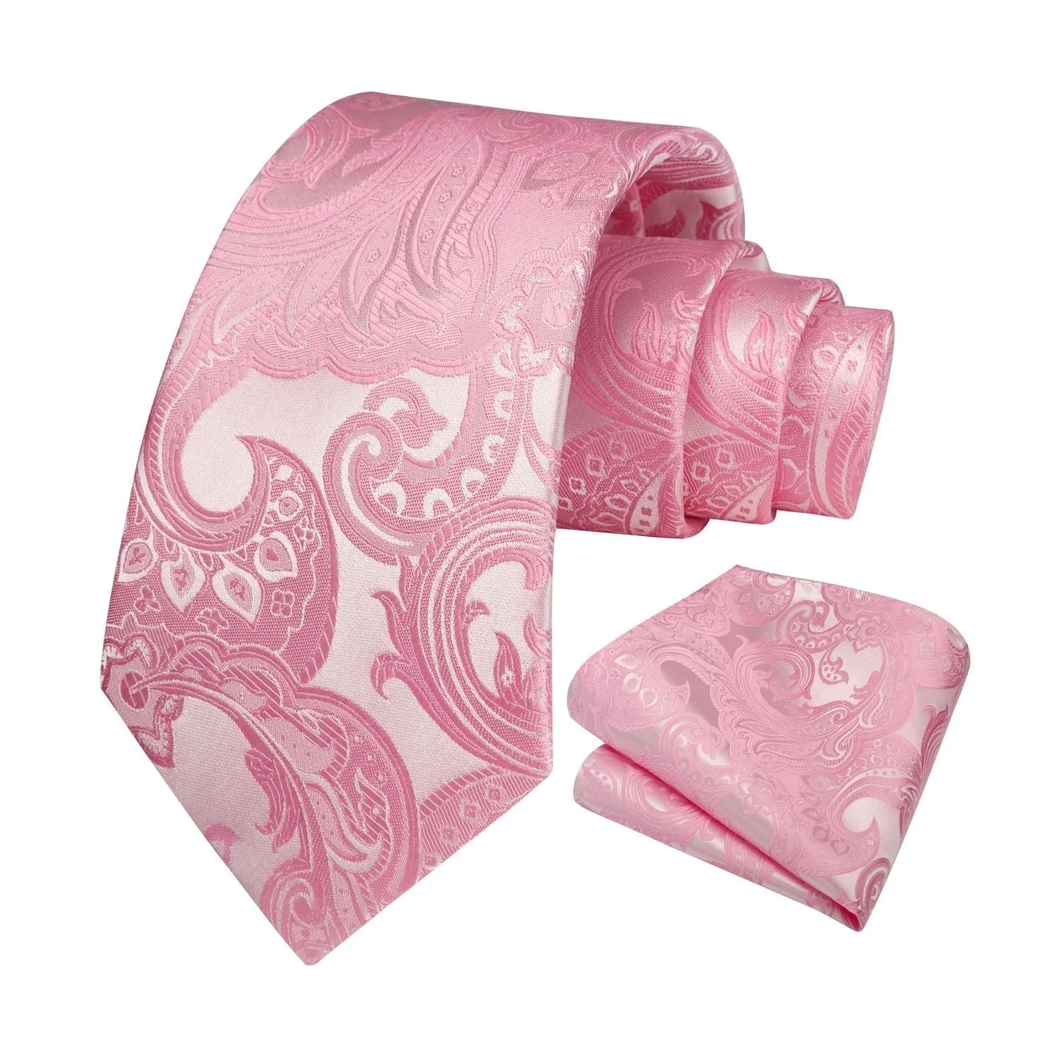 Paisley Tie Handkerchief Set - 03A-PINK2