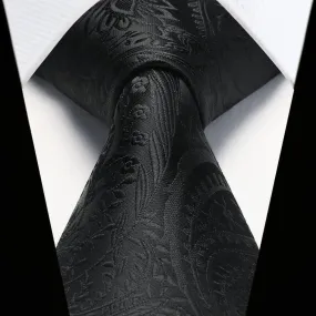 Paisley Tie Handkerchief Set - BLACK