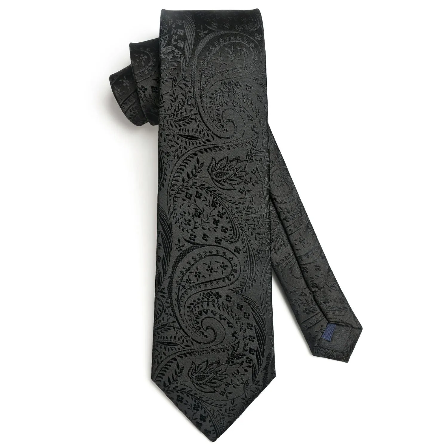 Paisley Tie Handkerchief Set - BLACK