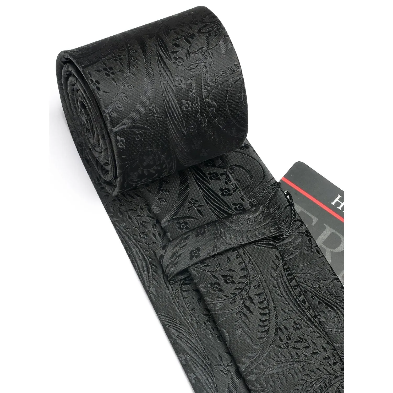 Paisley Tie Handkerchief Set - BLACK