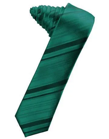 Peacock Striped Satin Skinny Necktie