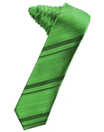 Peacock Striped Satin Skinny Necktie