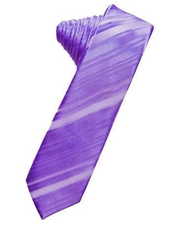 Peacock Striped Satin Skinny Necktie