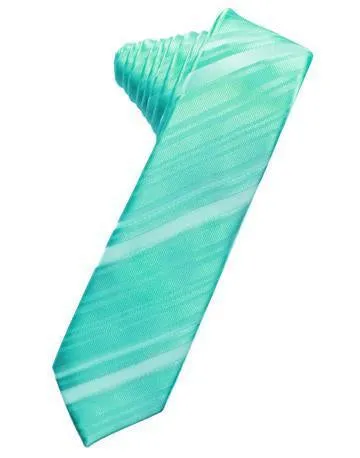 Peacock Striped Satin Skinny Necktie