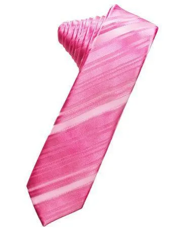 Peacock Striped Satin Skinny Necktie