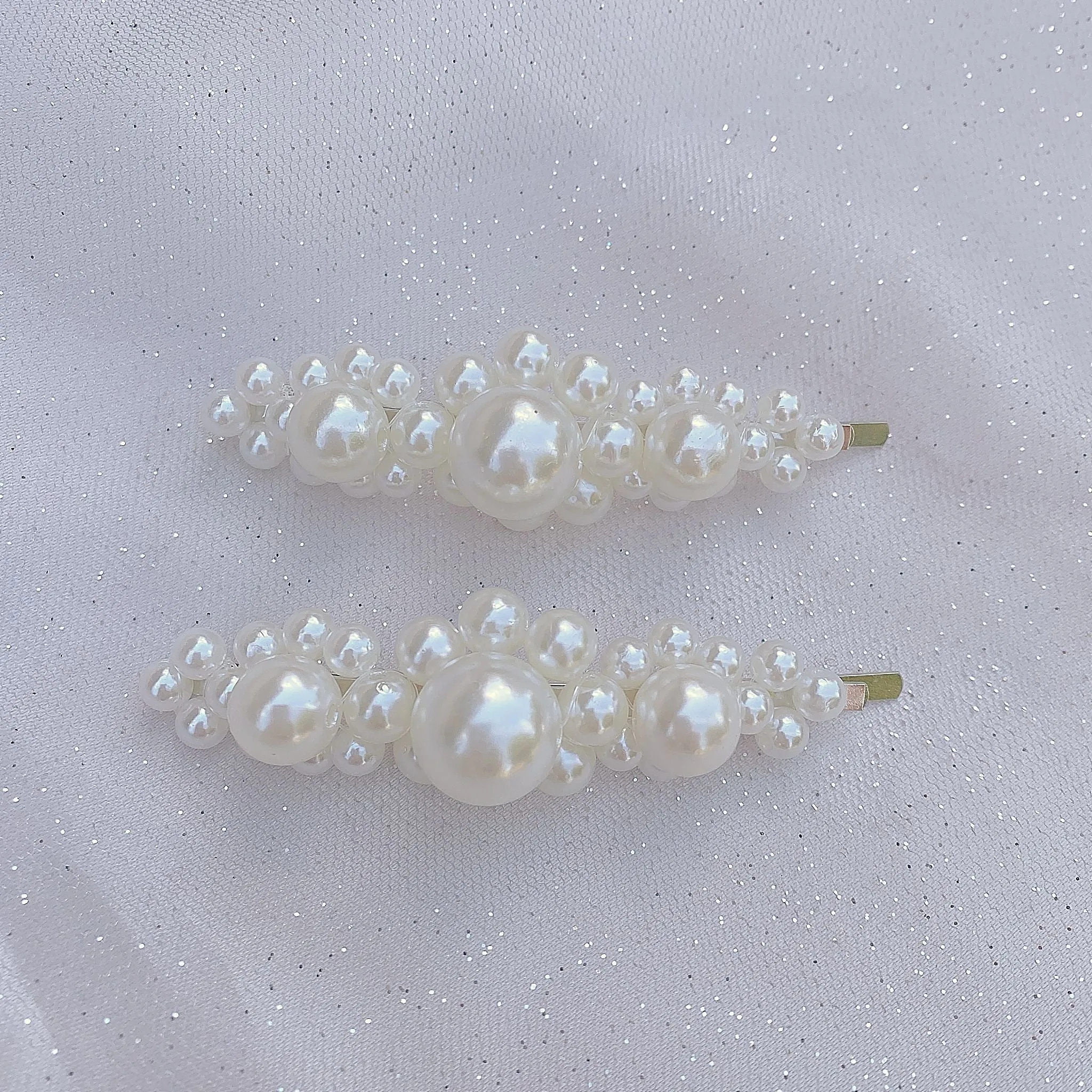 Pearl Hair Slides Large Set of 2