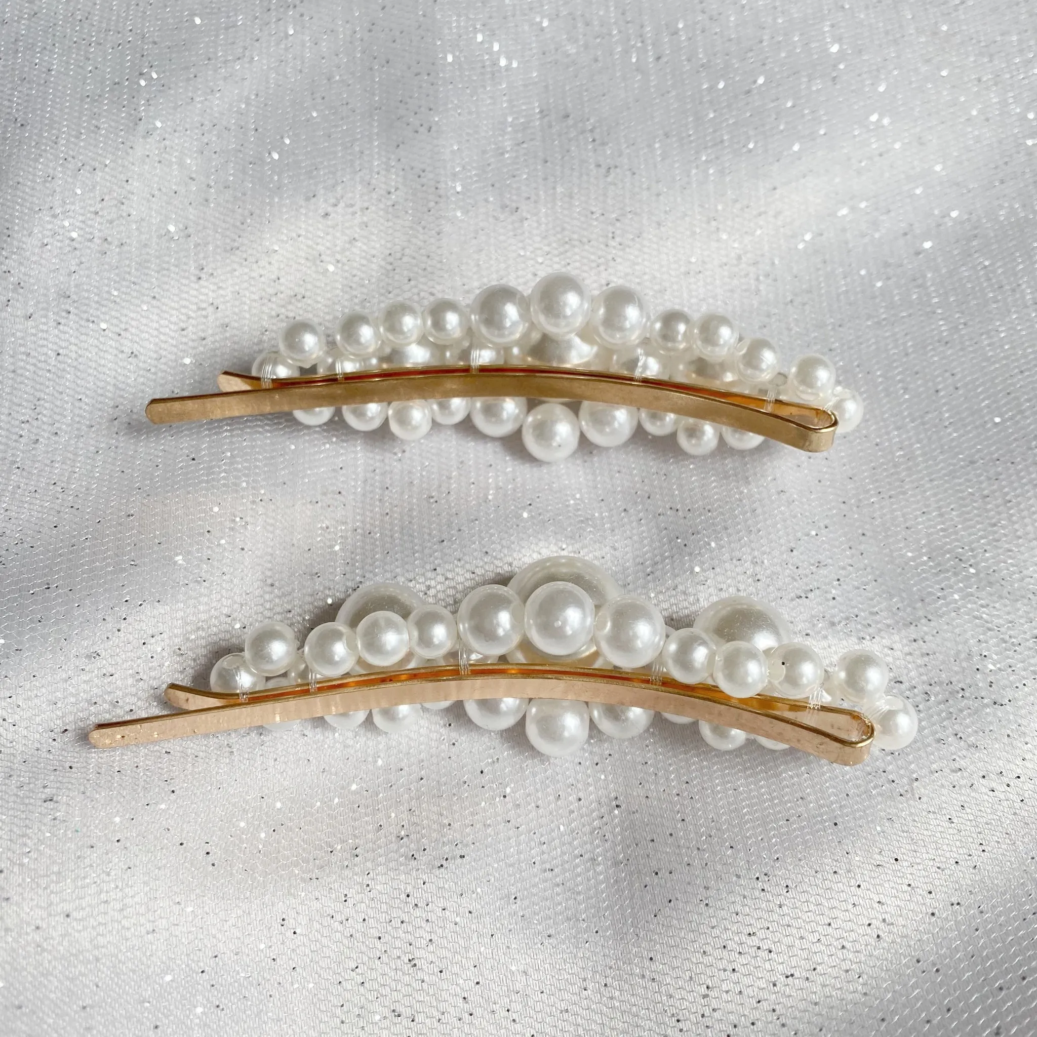 Pearl Hair Slides Large Set of 2