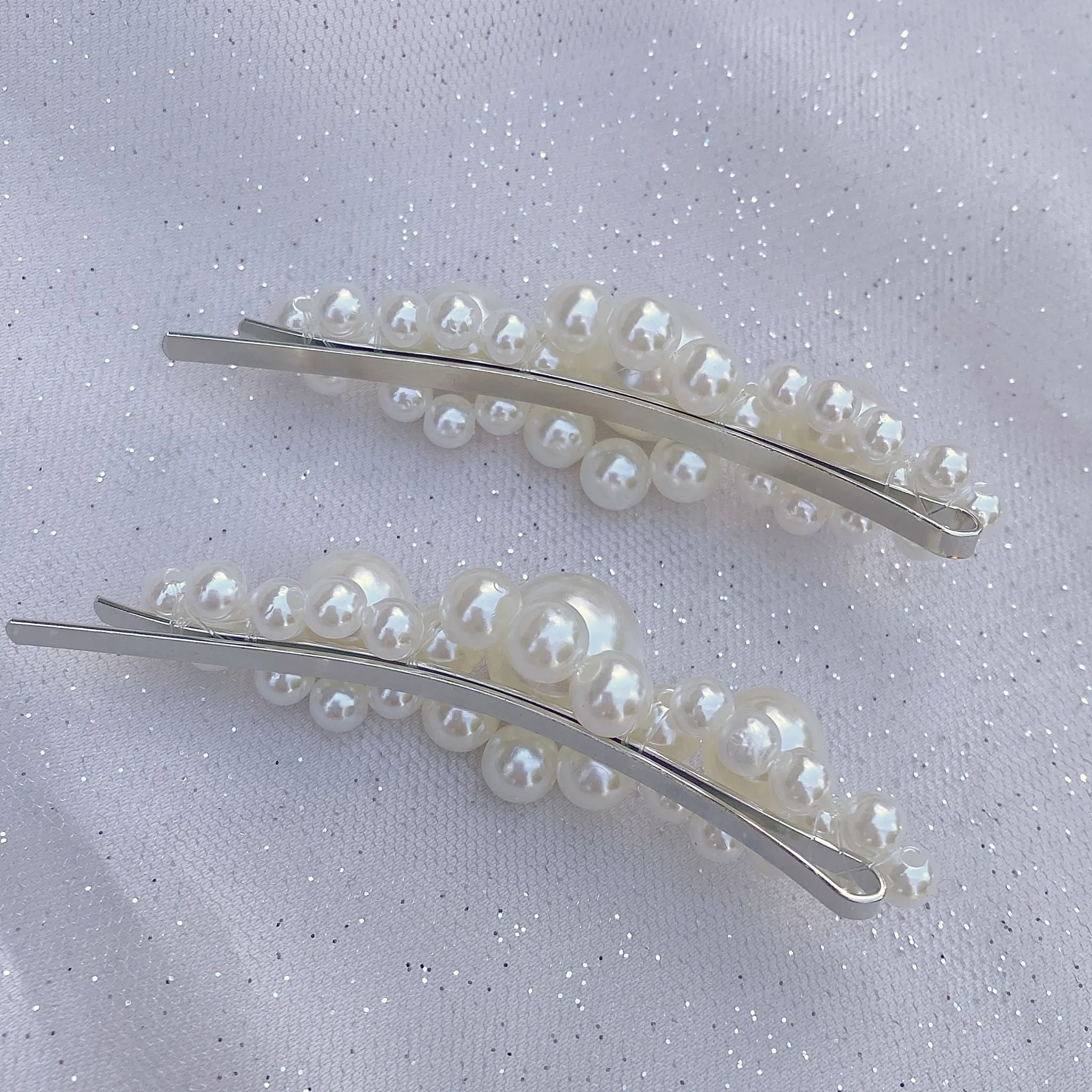 Pearl Hair Slides Large Set of 2