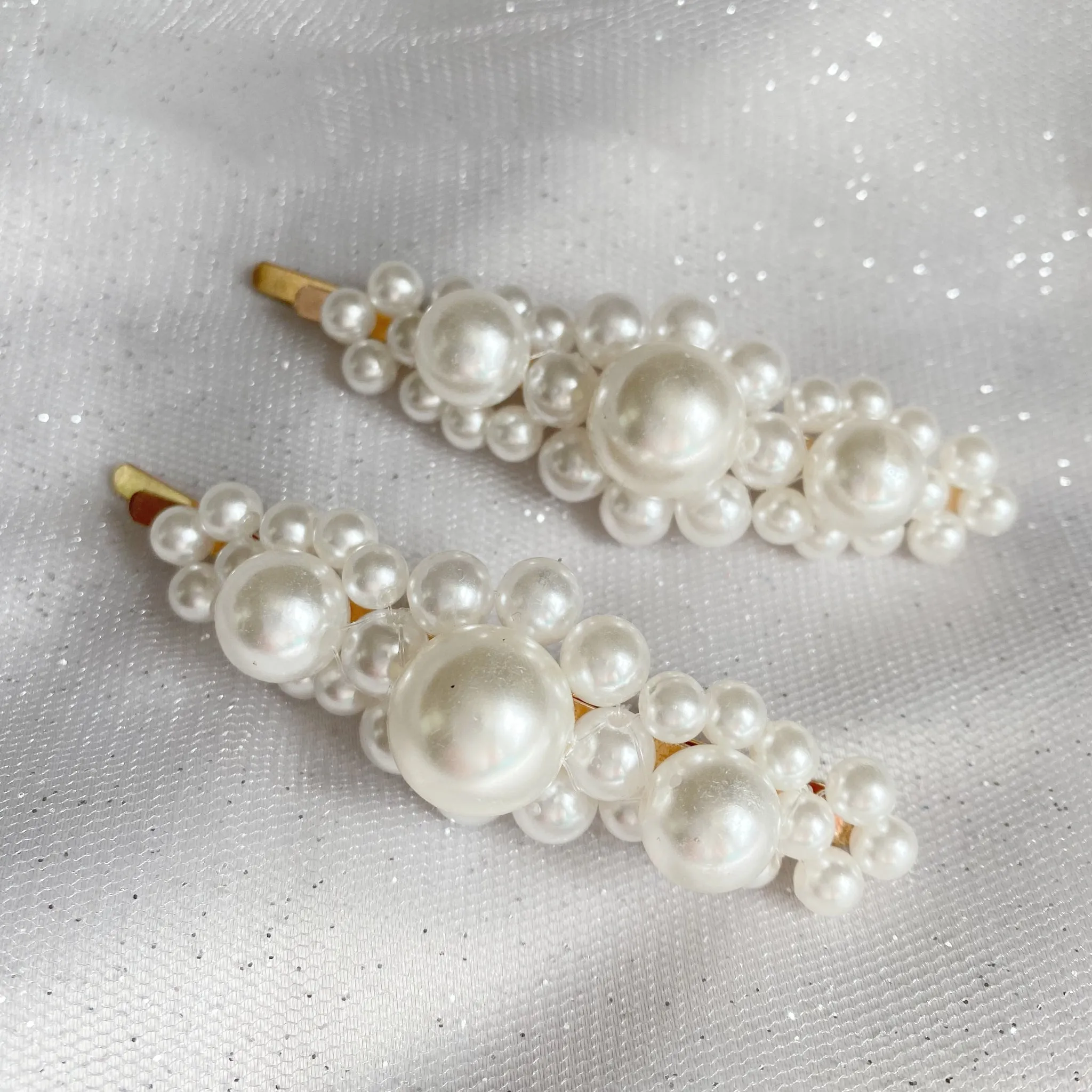 Pearl Hair Slides Large Set of 2