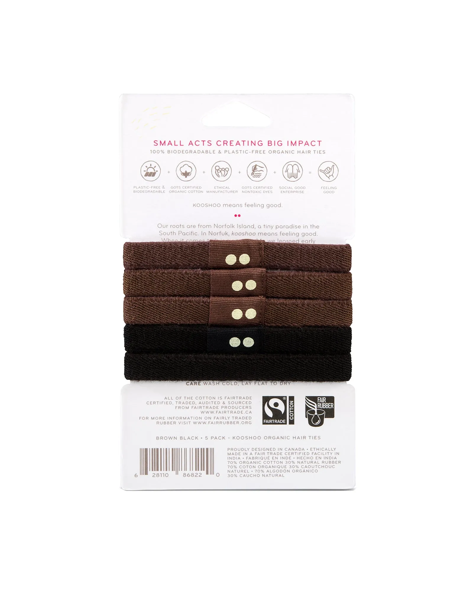 Plastic-Free Hair Ties - Brown & Black