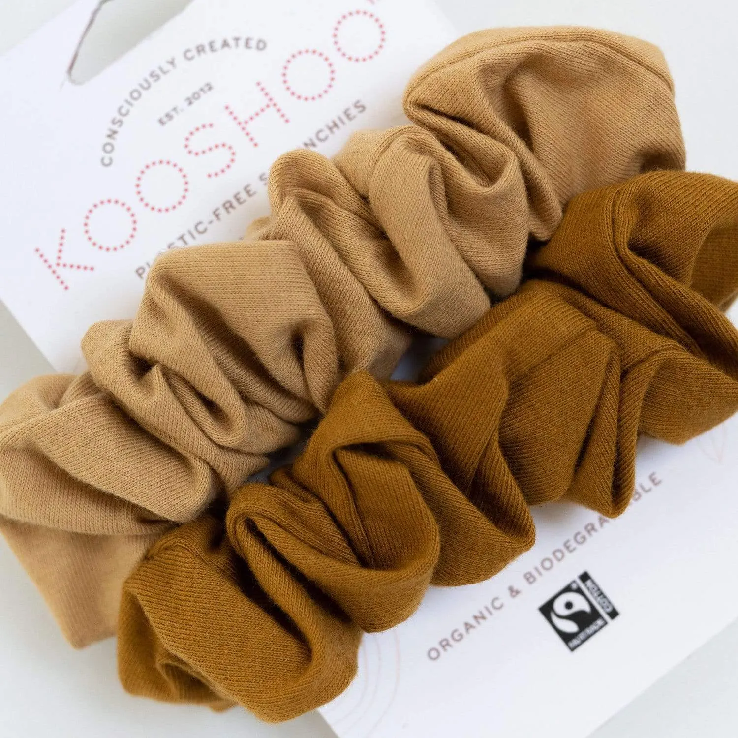 Plastic Free Organic Scrunchies - Zero Waste Scrunchies, 100% Fair Trade, Organic Cotton, 2 Pack