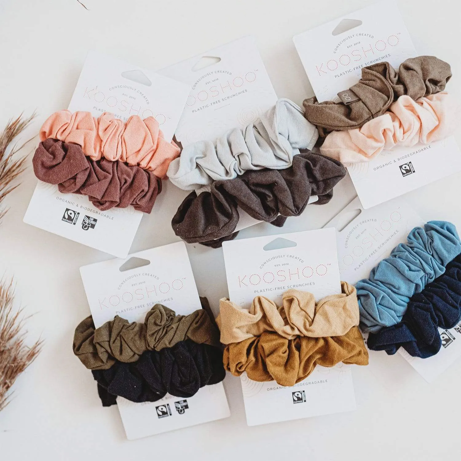 Plastic Free Organic Scrunchies - Zero Waste Scrunchies, 100% Fair Trade, Organic Cotton, 2 Pack