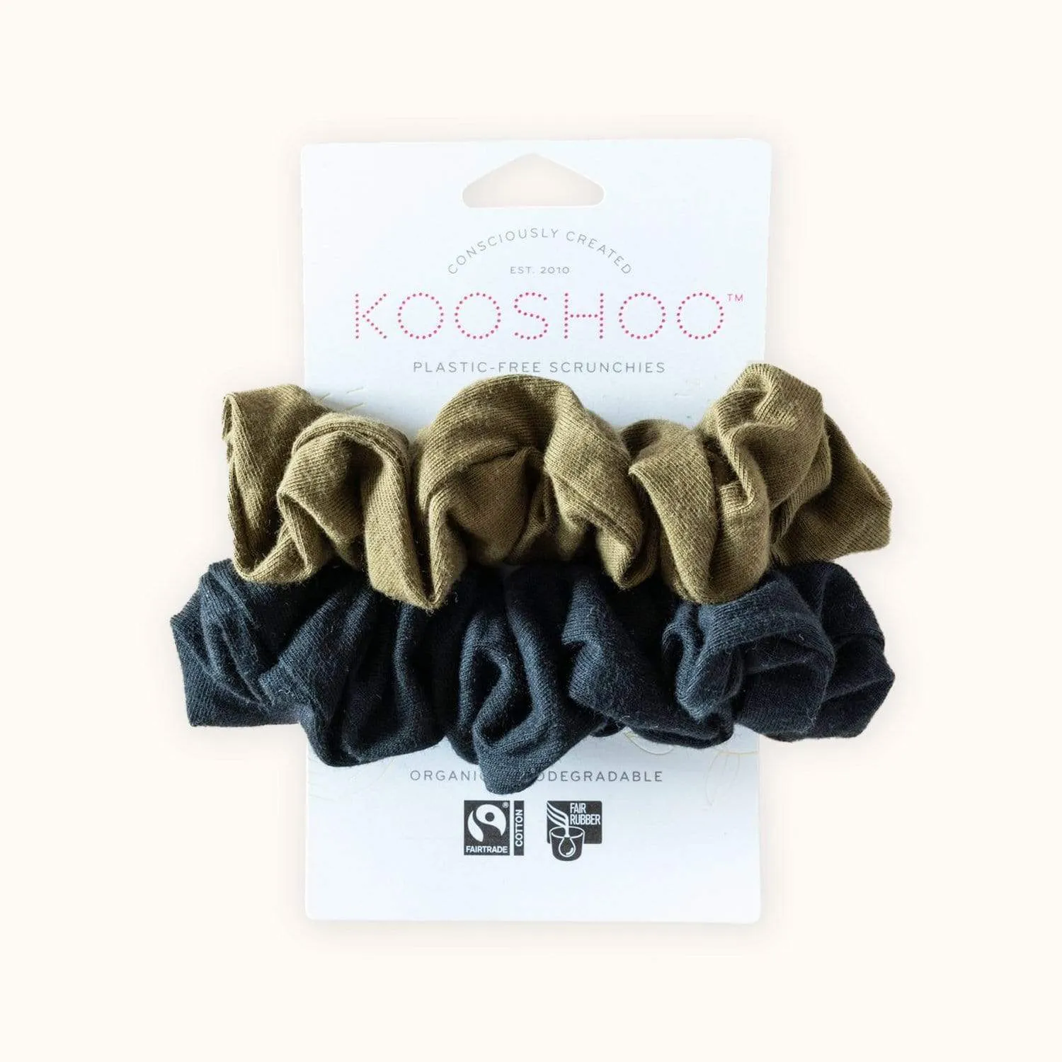 Plastic Free Organic Scrunchies - Zero Waste Scrunchies, 100% Fair Trade, Organic Cotton, 2 Pack