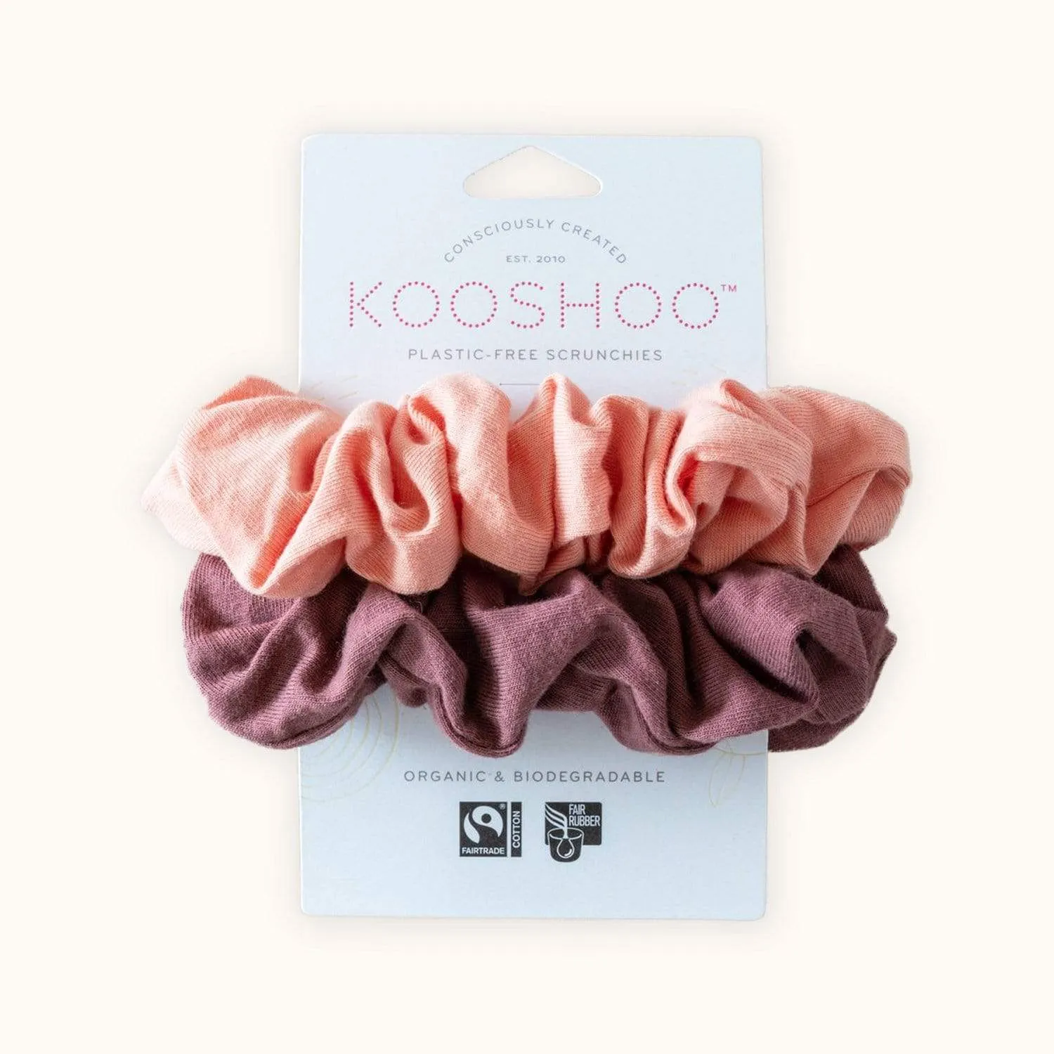 Plastic Free Organic Scrunchies - Zero Waste Scrunchies, 100% Fair Trade, Organic Cotton, 2 Pack