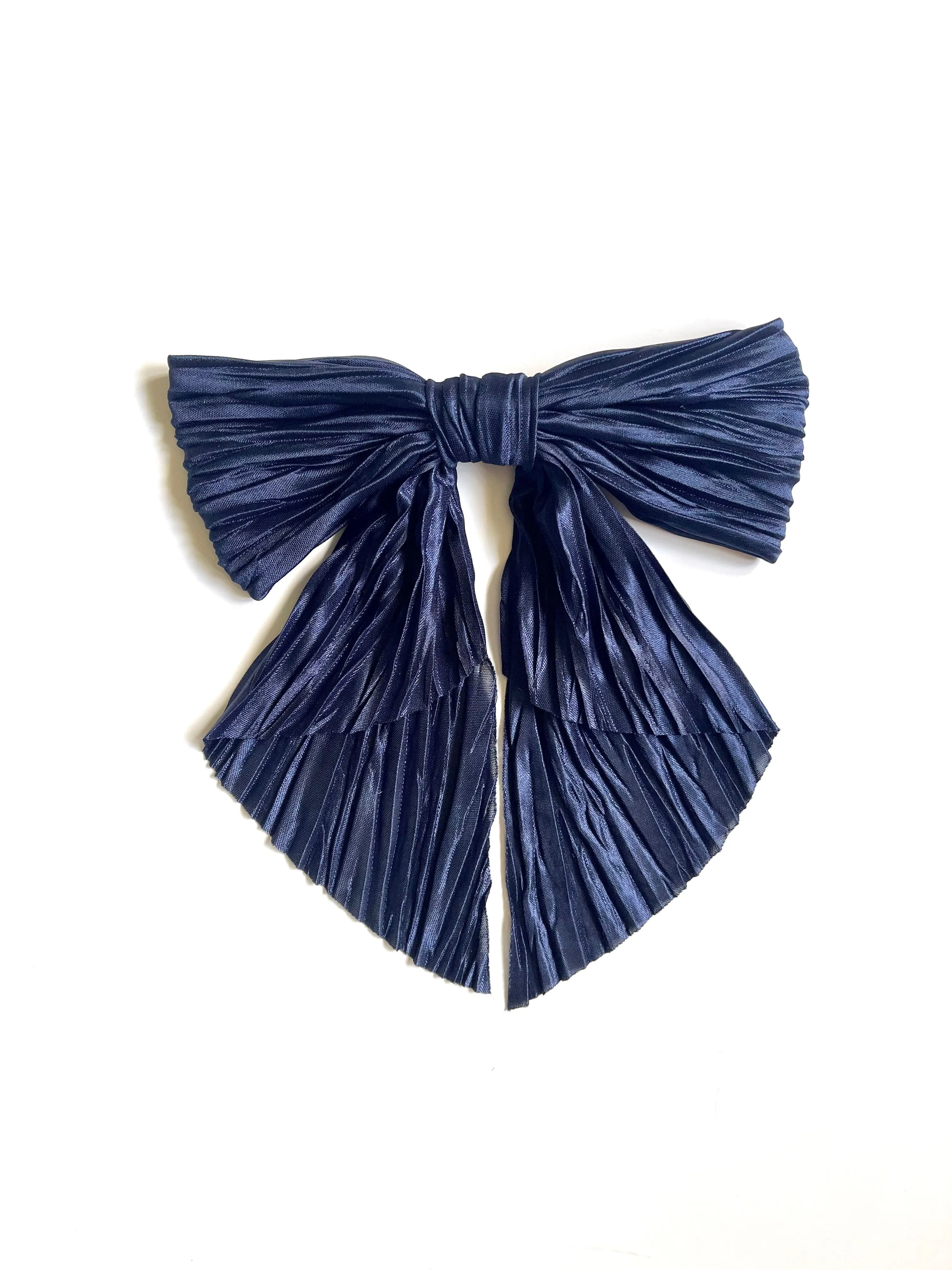 Pleated Oversize Bow | Fabric Bow with Tails | Pleated Satin | Luxury Designer Hair Accessories | Made to Order