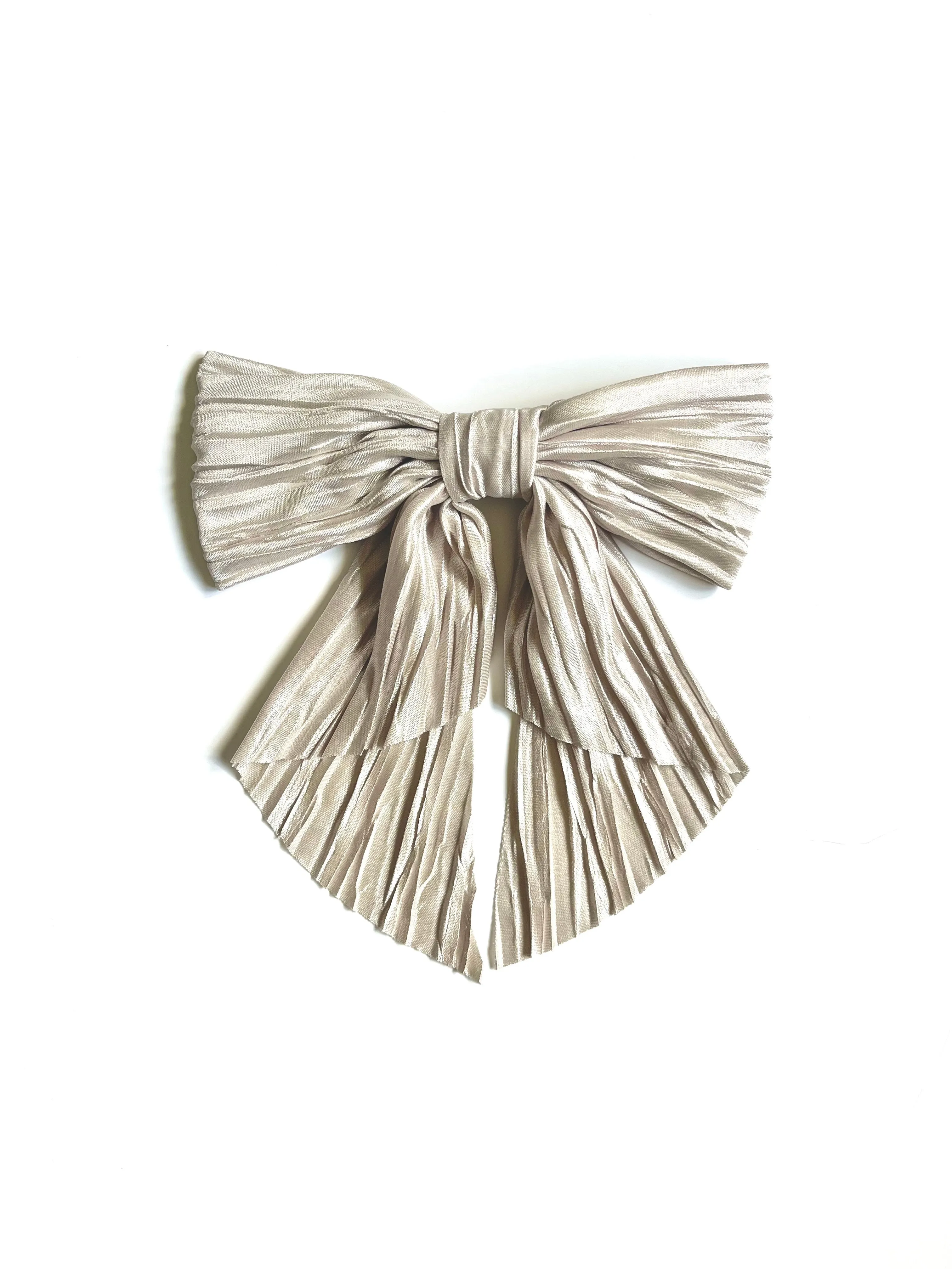 Pleated Oversize Bow | Fabric Bow with Tails | Pleated Satin | Luxury Designer Hair Accessories | Made to Order