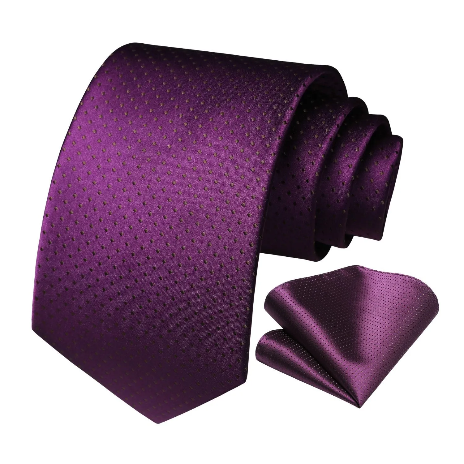 Polka Dot Tie Handkerchief Set - A5-PURPLE/BROWN