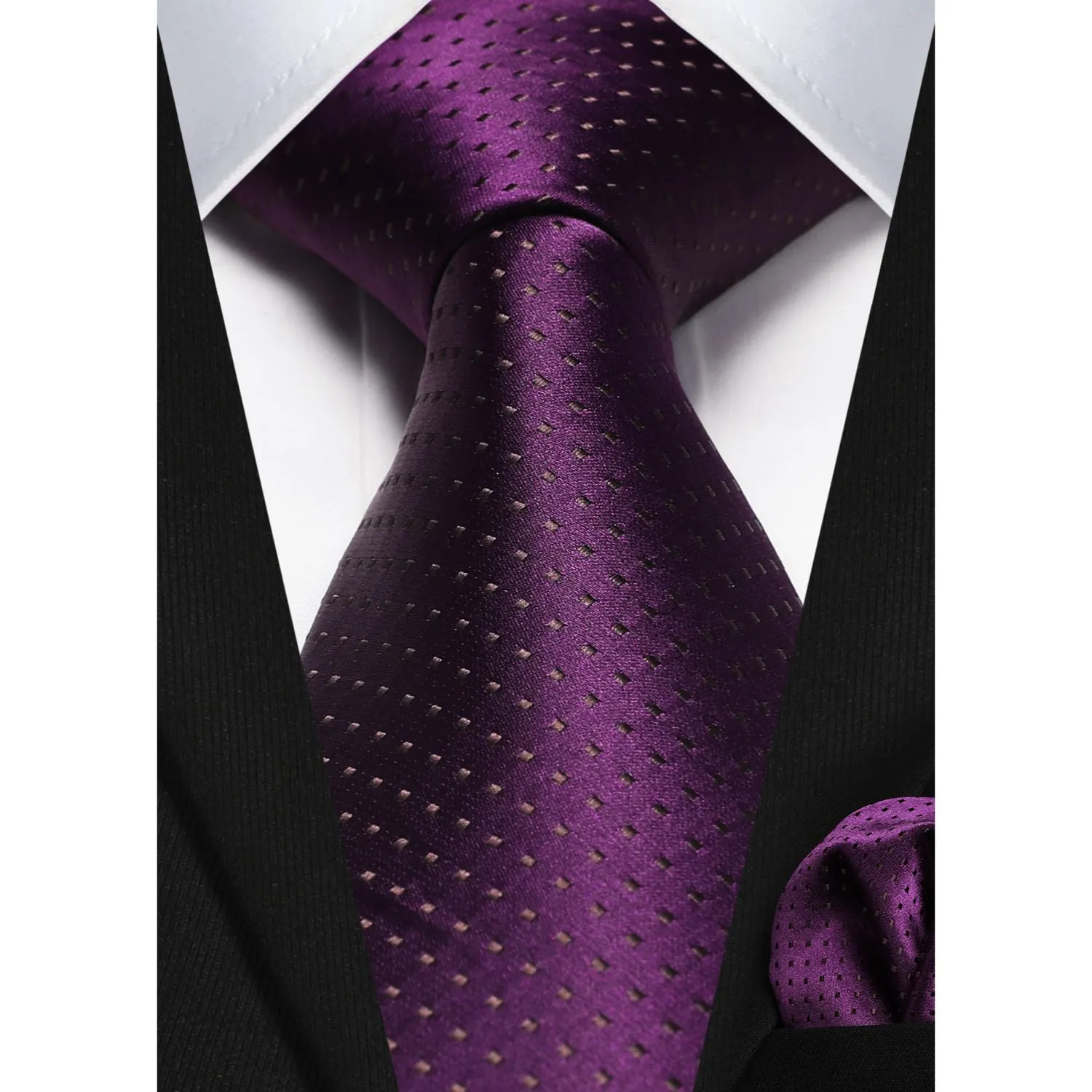 Polka Dot Tie Handkerchief Set - A5-PURPLE/BROWN