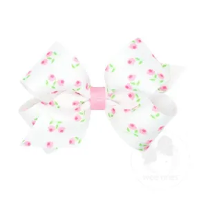 Printed rosebud grosgrain bow