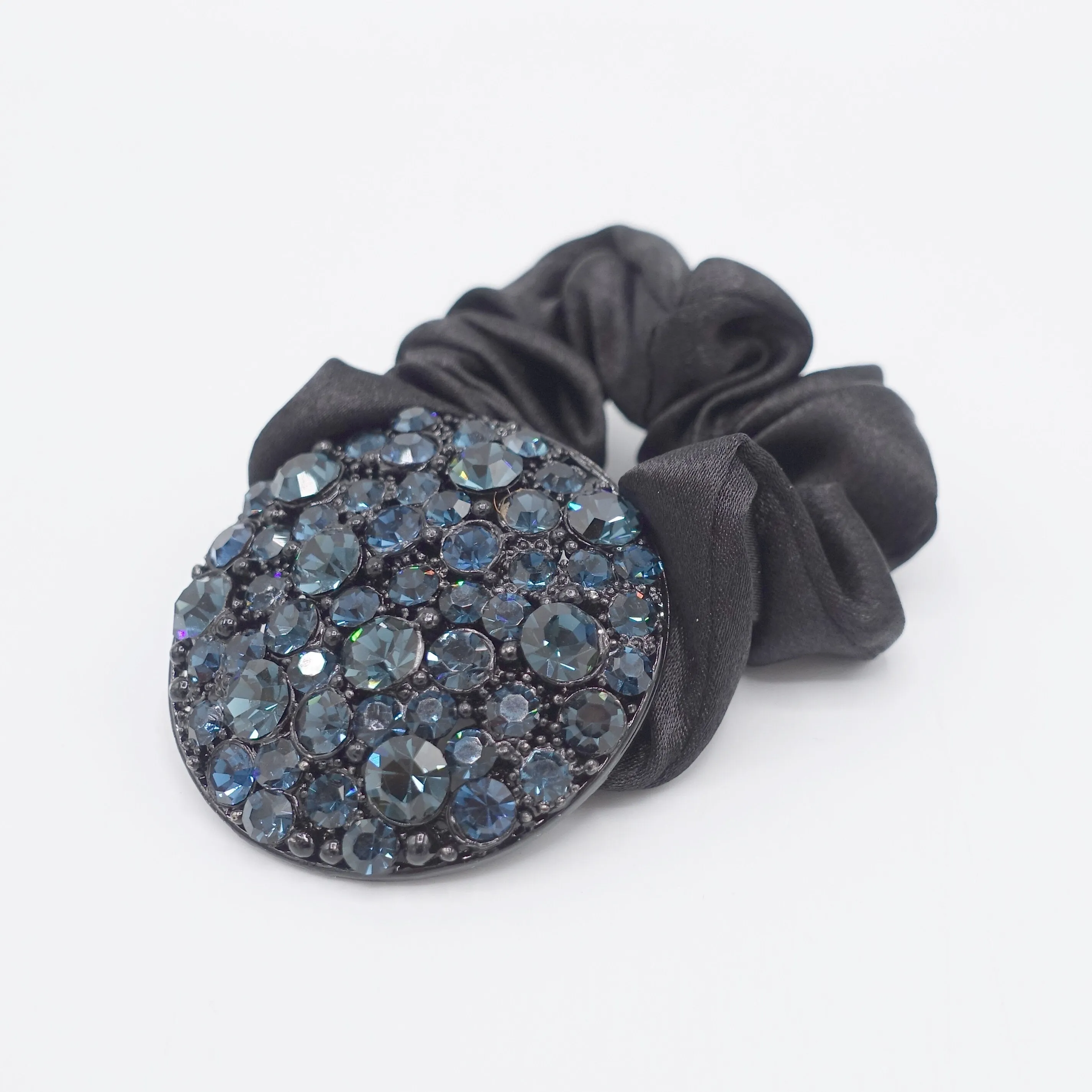 rhinestone disc hair tie satin scrunchies