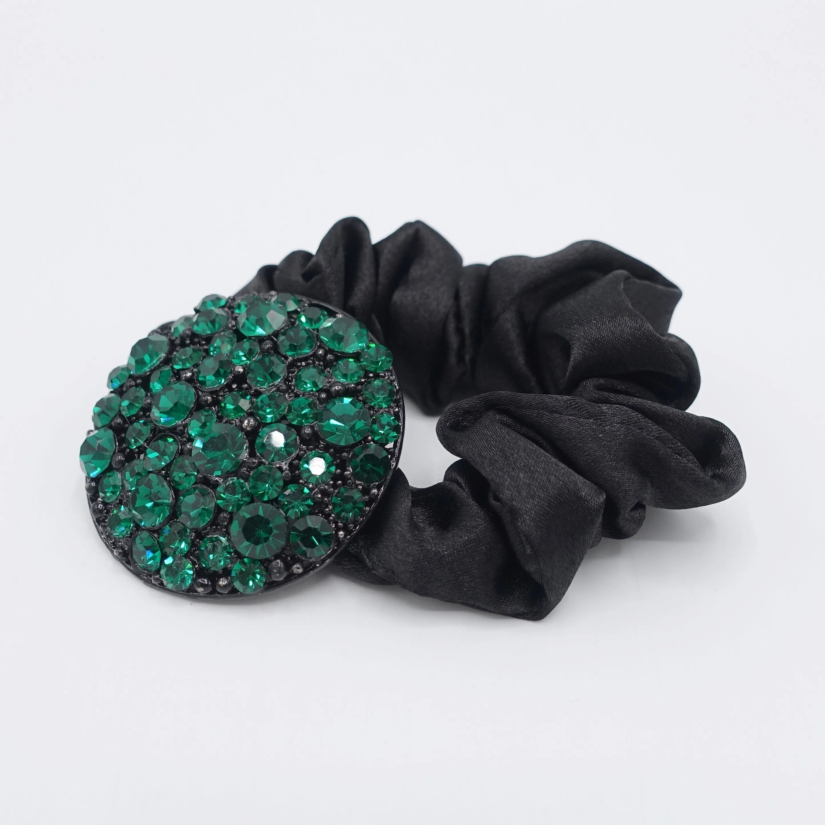 rhinestone disc hair tie satin scrunchies