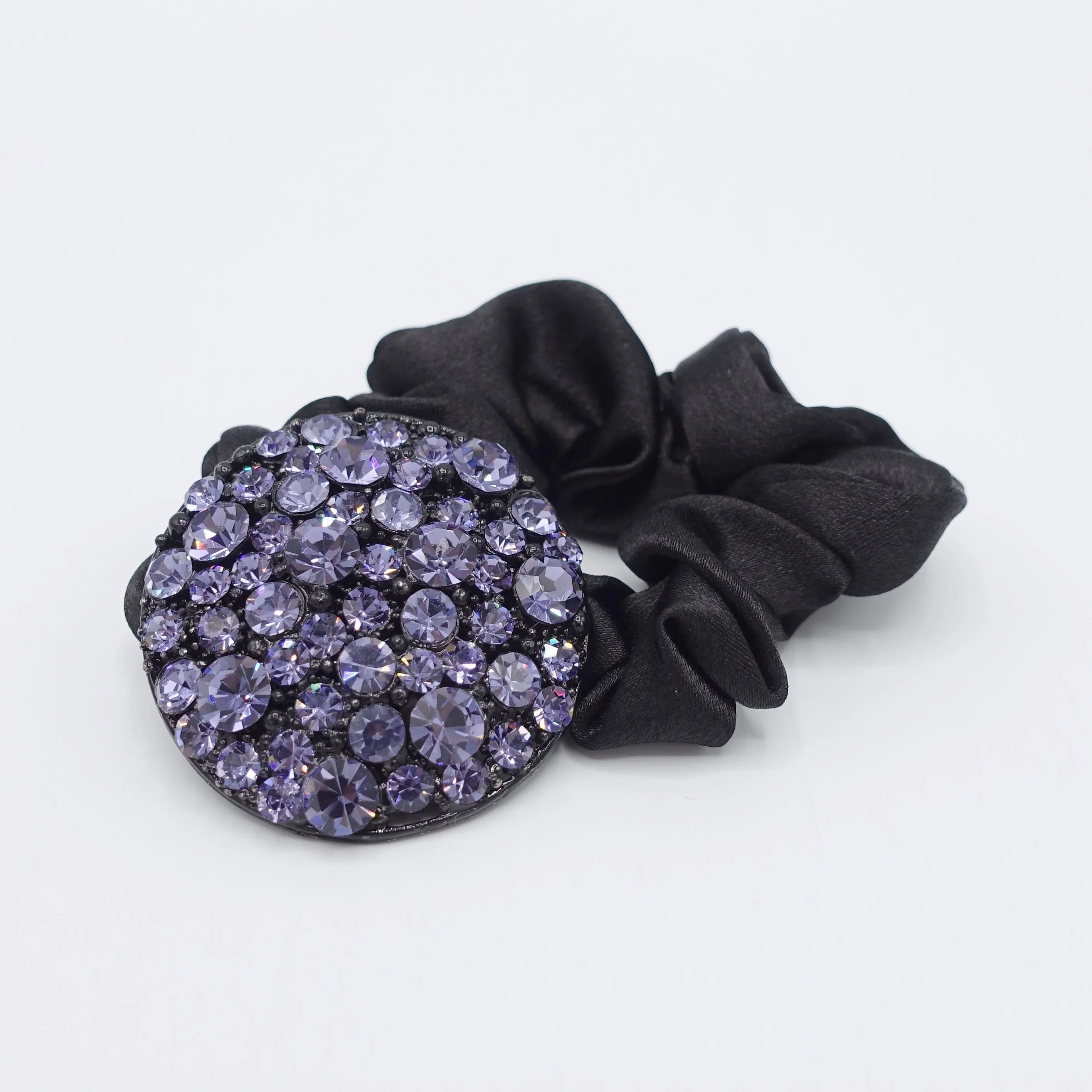 rhinestone disc hair tie satin scrunchies