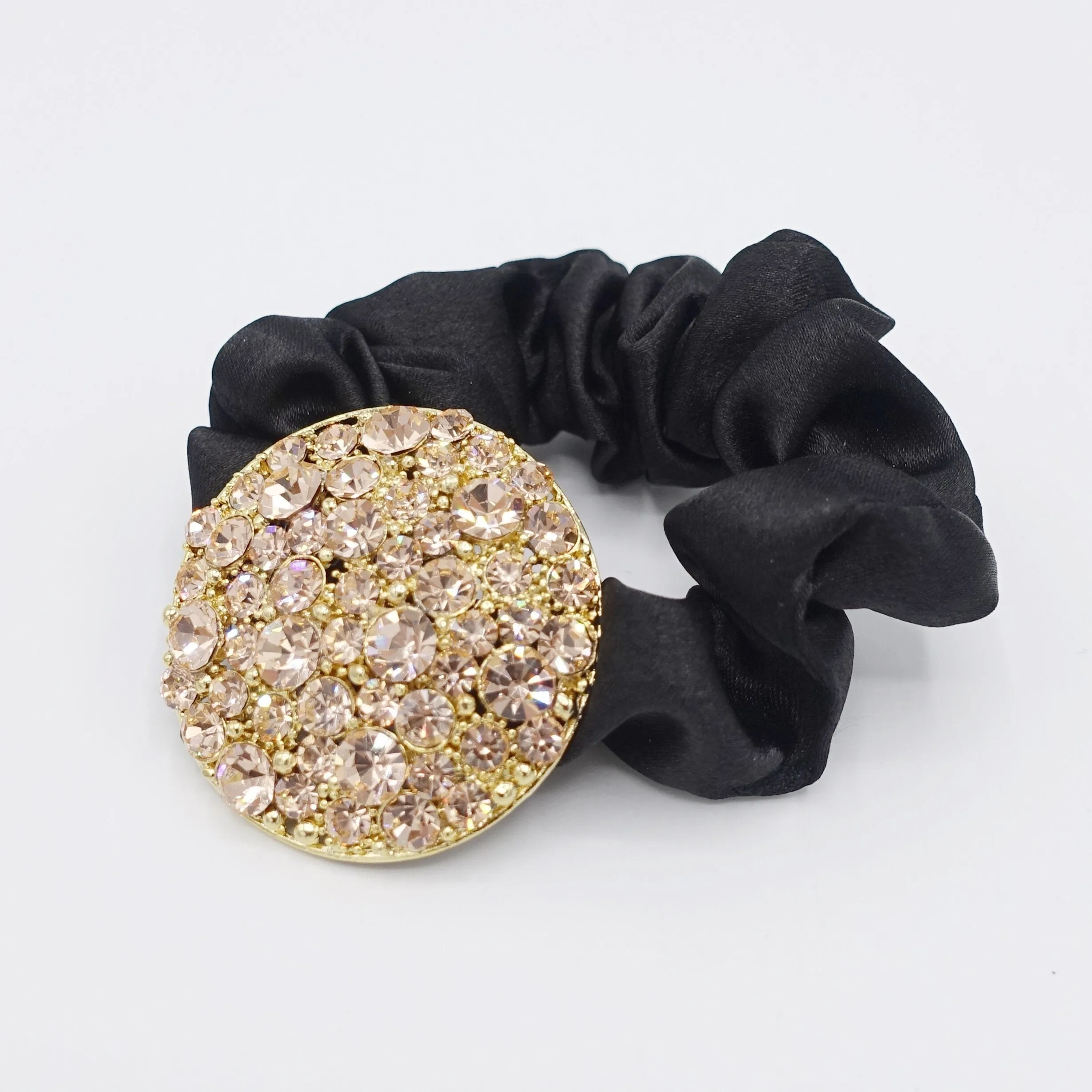 rhinestone disc hair tie satin scrunchies