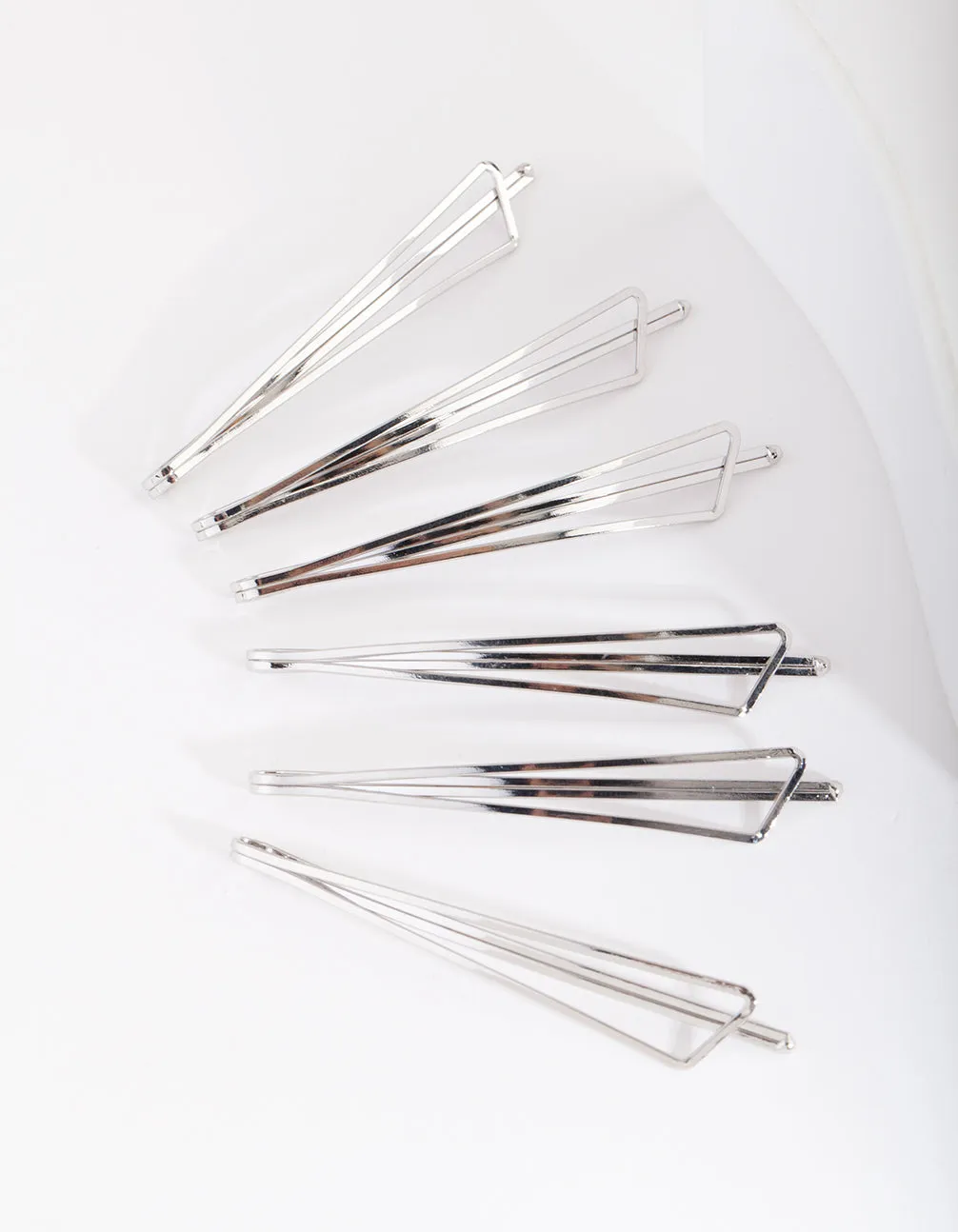 Rhodium Triangle Hair Slide 6-Pack