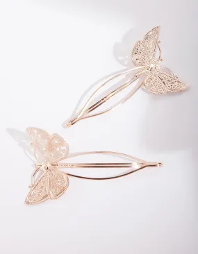 Rose Gold Filigree Butterfly Clip Pack