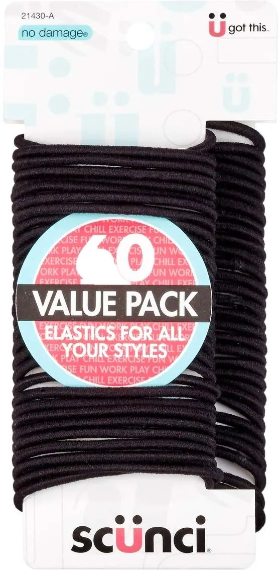 SCUNCI - No Damage Elastics Black - 60 Count