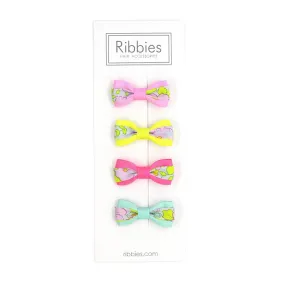 Set of 4 Liberty Bows - Betsy Lime and Pastel Pink