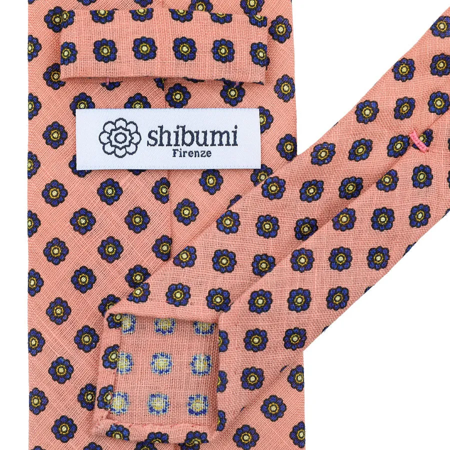 Shibumi-Flower Printed Linen Tie - Pink - Hand-Rolled