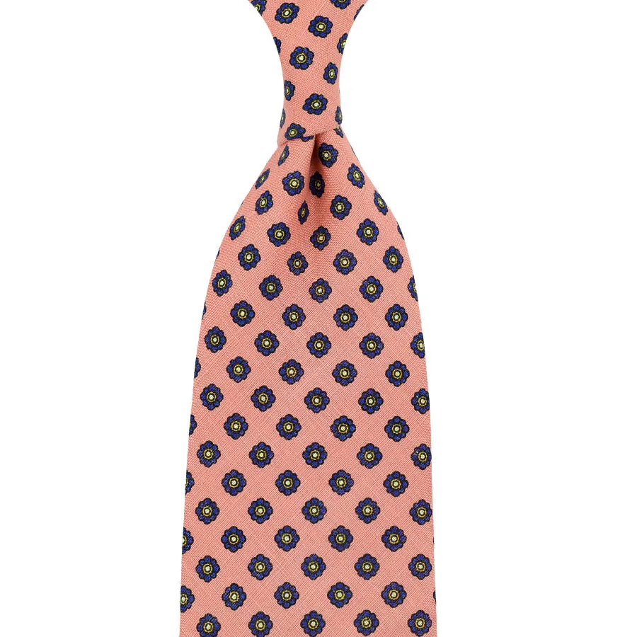 Shibumi-Flower Printed Linen Tie - Pink - Hand-Rolled