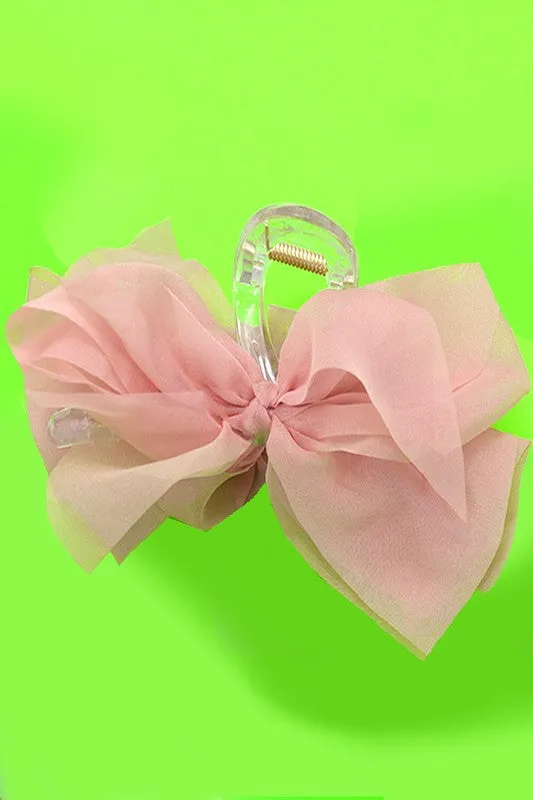 Silky Sheer Ribbon Clip Pink