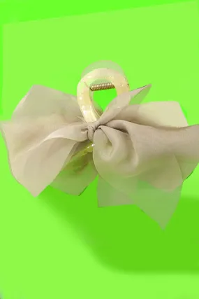 Silky Sheer Ribbon Clip Taupe