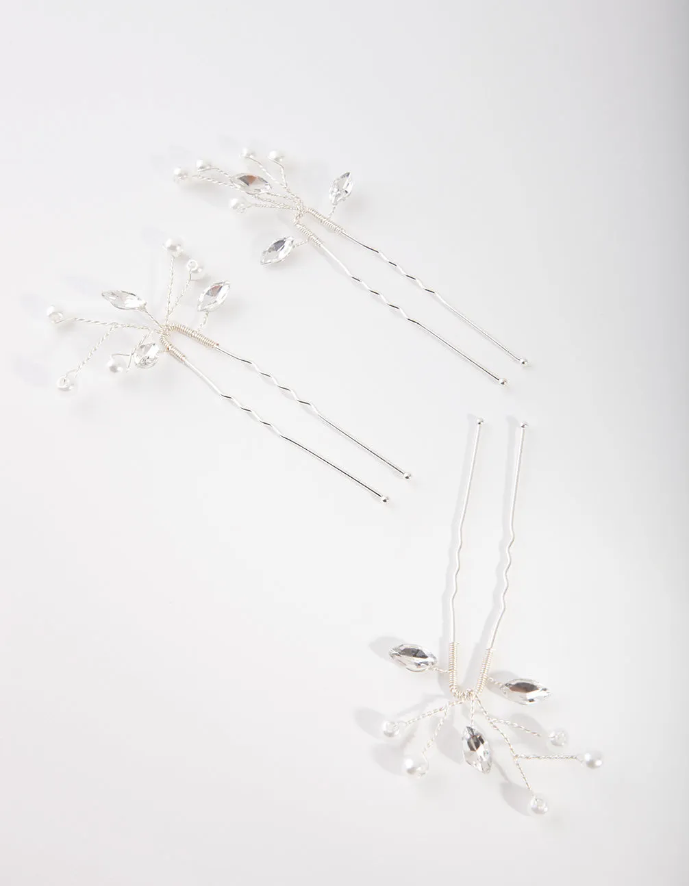 Silver Dainty Navette Hair Pins