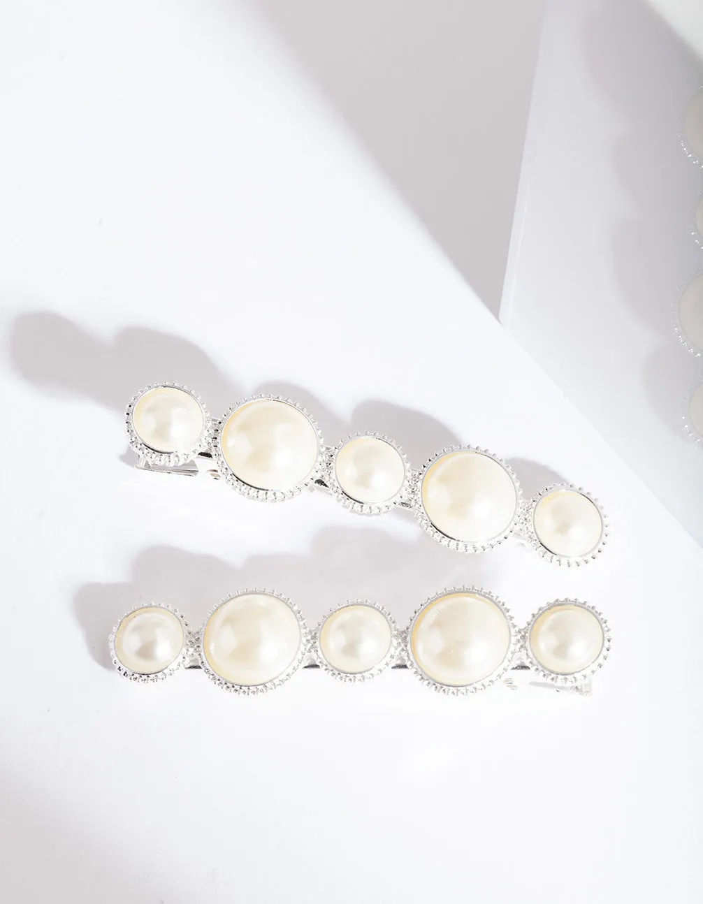 Silver Multi Size Pearl Hair Clip Pack