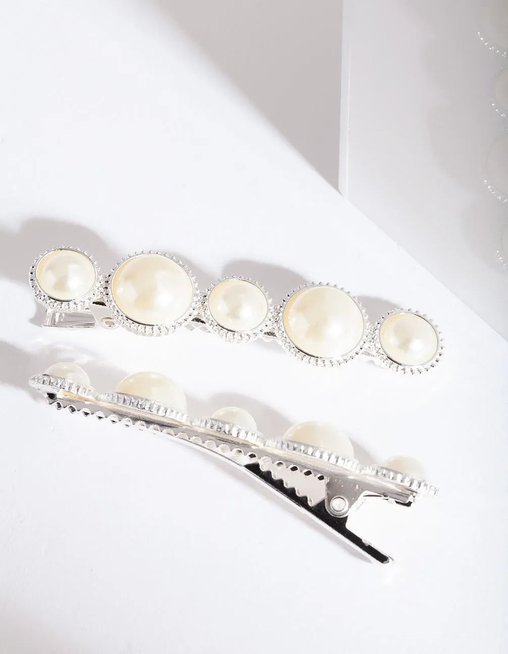 Silver Multi Size Pearl Hair Clip Pack