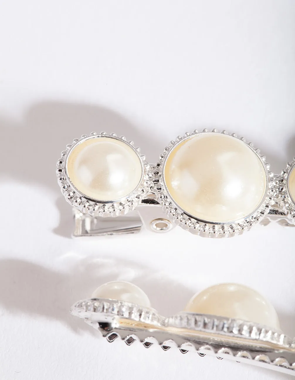 Silver Multi Size Pearl Hair Clip Pack