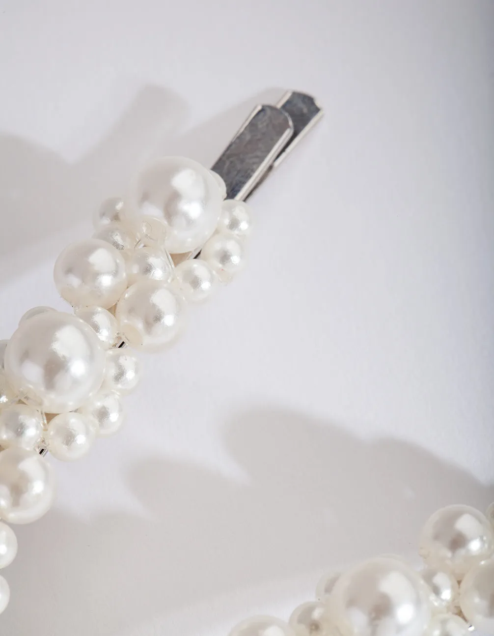 Silver Pearl Cluster Duo Hair Clip Pack