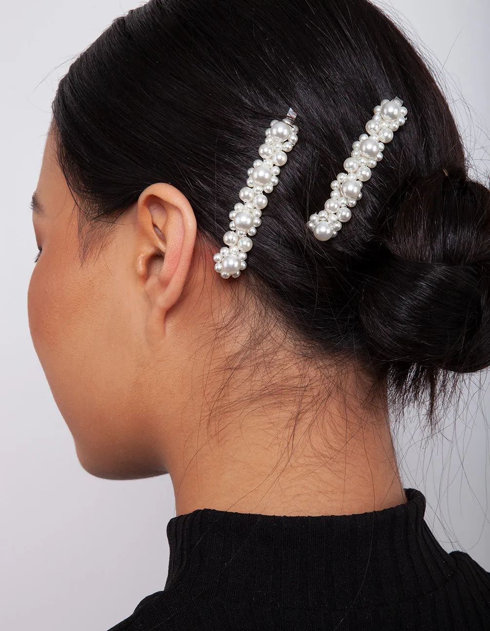 Silver Pearl Cluster Duo Hair Clip Pack