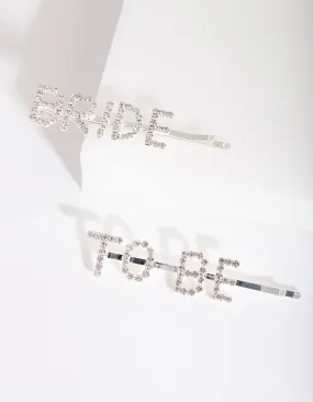 Silver "Bride To Be" Hair Clips