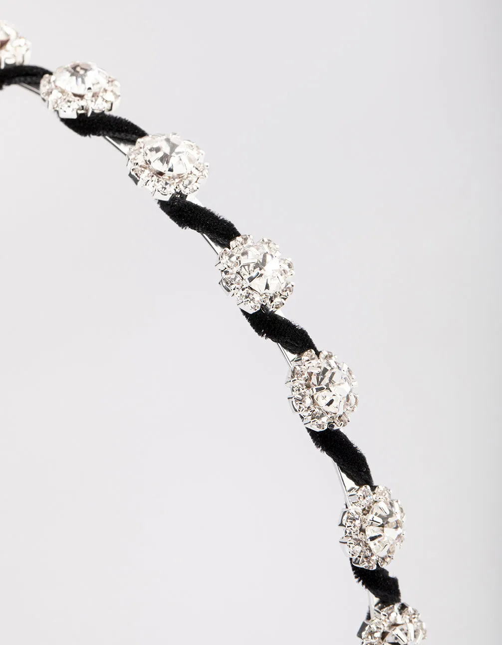 Silver Wrapped Flower Diamante Headband