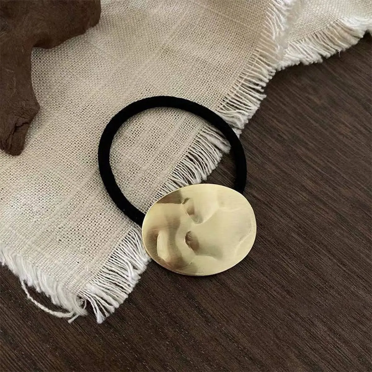 Simple Brushed Hair Scrunchie - Oval